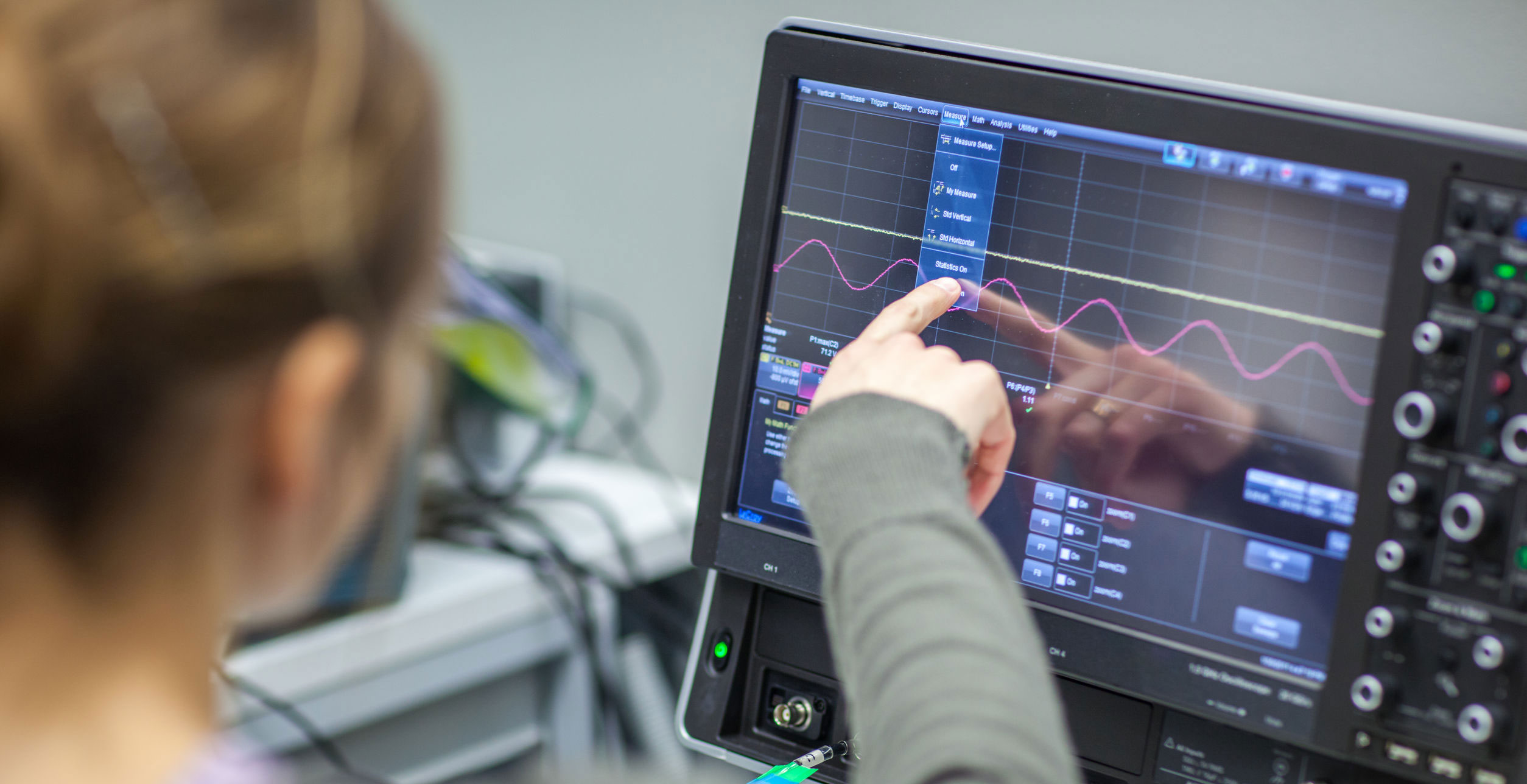 Technician working with high performance laser diode drivers